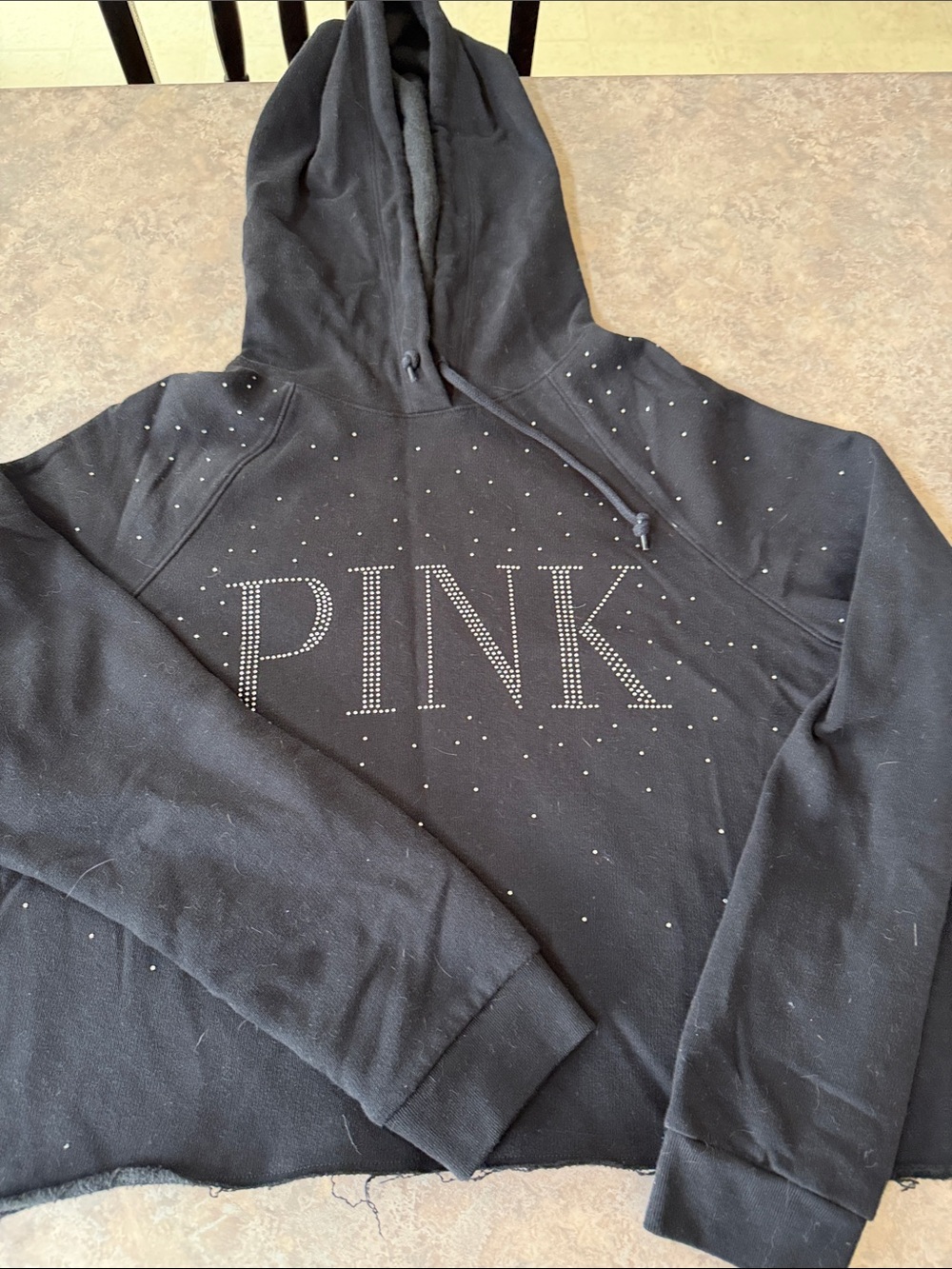 PINK Victoria's Secret Black Rhinestone Logo Hoodie for Kids